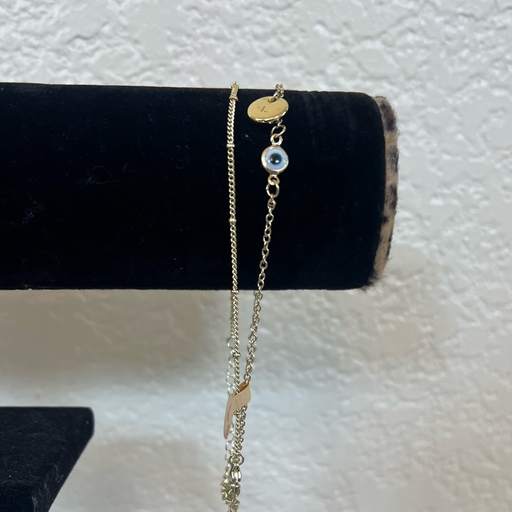 Gold Evil Eye Bracelet With Initial